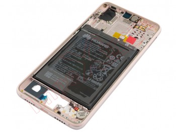 Front Service Pack housing with pink gold frame and side buttons, battery, vibrator and earspeaker for Huawei P20, EML-L09