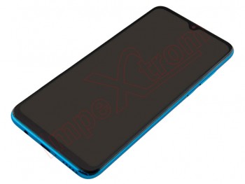 Pantalla completa Service Pack IPS LCD negra con marco azul "Peacock blue" para Huawei P30 Lite 2019, MAR-L01A, MAR-L21A, MAR-LX1A / Cámara de 48 Mpx