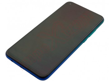Pantalla Service Pack ips lcd negra con marco azul / verde "aurora blue" para Huawei p40 lite e, art-l28, art-l29