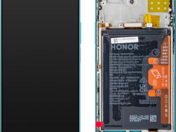 Pantalla ips con marco lateral / chasis color lago azul (cyan lake) para Huawei honor 90 lite, crt-nx1