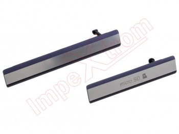 Tapas laterales negra conector micro USB y tarjeta SIM para Sony Xperia Z2, D6502, D6503, D6543, L50W