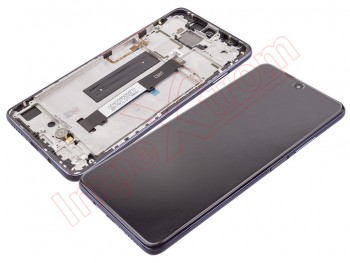 Pantalla Service Pack negra ips lcd con marco azul (pearl grey) para Xiaomi mi 10t lite 5g (m2007j17g)