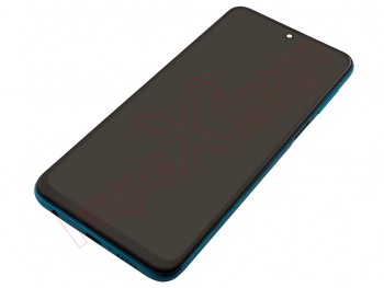 Pantalla Service Pack IPS LCD negra con marco verde / azul "Aurora blue" para Xiaomi Redmi Note 9 Pro, M2003J6B2G