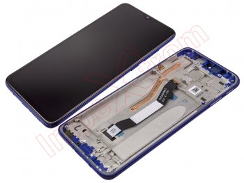 Pantalla dual sim ips lcd negra con marco azul y carcasa frontal para Xiaomi Redmi Note 8 pro (m1906g7)