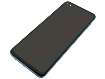 Black full screen IPS LCD with Iridescent sky (silver / blue) frame for Motorola Moto G100, XT2125