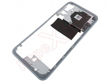 Carcasa frontal / central con marco gris / plata "Chrome Silver" y antena NFC para Xiaomi Redmi Note 10 5G, M2103K19G