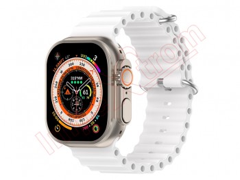 Correa de silicona blanca para reloj inteligente Apple Watch Ultra 49mm, A2684
