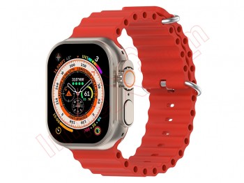 Correa de silicona roja para reloj inteligente Apple Watch Ultra 49mm, A2684