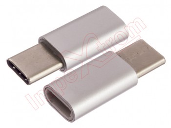 Micro USB type B adapter to Micro USB type C, in gray
