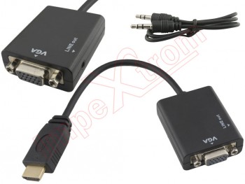 Black HDMI to VGA adapter cable