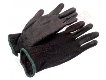 Black flower leather gloves size M