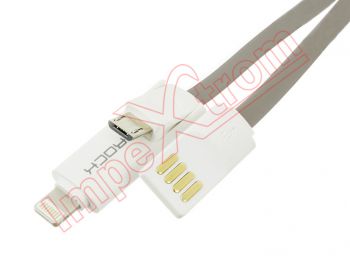 Cable de datos lightning micro USB gris 2 en 1 de 2 metros dispositivos