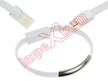 Pulsera y cable de datos de USB a lightning dispositivos blanca