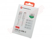 white-forcell-c336-usb-to-usb-type-c-data-charging-cable-60w-3a-fast-charge-1-meter-length-in-blister