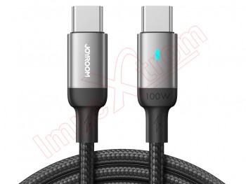 Cable de datos de alta calidad negro JOYROOM S-CC100A10 de carga rápida 100W con conectores USB Tipo C a USB tipo C de 1,2m longitud, en blister