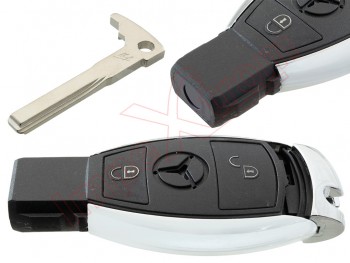 Producto genérico - Carcasa de telemando 2 botones con 2 pilas para Mercedes, con espadín de emergencia