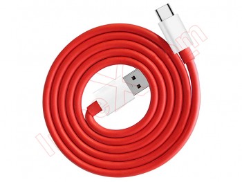 Cable de datos rojo Oneplus con conector USB-A a USB tipo C 80W / 8A de 1 metro de longitud