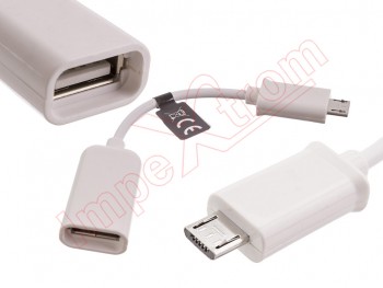 White OTG to micro USB data cable for Smartphones and tablets