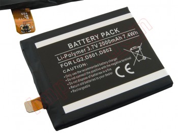 Batería genérica BL-T7 para LG G2, D802 - 2000mAh / 3.7V / 7.4Wh / Li-polymer