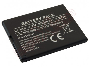 Generic battery for NOKIA 2680 Slide, 3600 Slide, 3710 fold, 7100 Supernova, 7610 Supernova, X3 Touch and Type (equivalentBL-4S) - 860 mAh / 3.7 V / 3.2 Wh / Li-ion