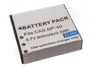 Batería, Li-ion, 3,7 Voltios, 900mAh, 3.3Wh, compatible CASIO NP-40, NP-40DBA, NP-40DCA (DSC: EX-FC100, Exilim Zoom EX-Z30, EX-Z40, EX-Z50, EX-Z55, EX-Z57