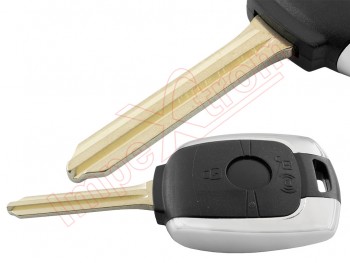 Producto genérico - Carcasa llave / telemando 2 botones para Ssangyong con espadín fijo y hueco para transponder