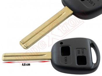 Producto genérico - Carcasa llave / telemando 2 botones para Toyota, espadín largo TOY40 4,6 cm