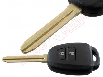 Producto genérico - Carcasa llave / telemando 2 botones con hueco para transponder para Toyota Corolla, espadín largo 4,6 cm