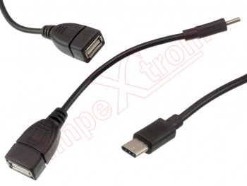 Adaptador negro OTG micro USB tipo C 3.1 a USB 2.0