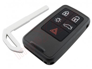 Generic product - 5-button remote control housing with 2-part battery / battery clamp for Volvo, with emergency key blade