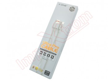 Cable de datos / carga blanco X-One USB a USB tipo C, carga rápida 120W Max 6A, 1 metro longitud, en blister