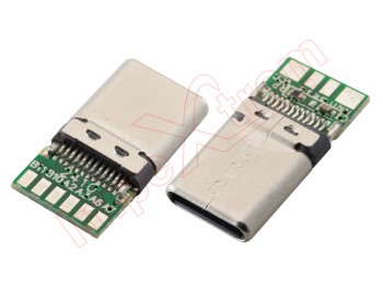 Conector de carga, datos y accesorios con placa PCB genérico USB tipo C 0,8x1,65x0,29 cm