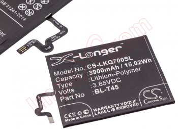 BL-T45 battery for LG K50S, 2019 (LM-X540HM) - 3900mAh / 3.85V / 15.02Wh / Li-polymer