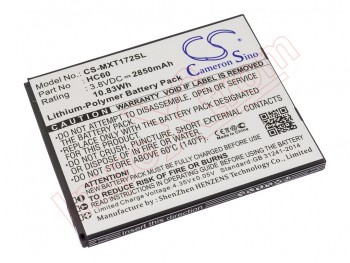 HC60 generic battery for Motorola C Plus,Xt1723 - 2850mAh / 3.8V / 10.83WH / Litio