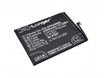 Batería genérica Cameron Sino BLP607 para OnePlus X, X Dual SIM, E1001 - 2400 mAh/ 3.8V / 9.12 Wh / Li-ion