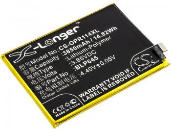 Generic BLP645 battery for OPPO R11s Plus, R11s Plus Dual SIM, R11s Plus Dual SIM TD-LTE, CPH1721 - 3850 mAh / 3.85 7 14.82 Wh / Li-ion