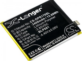 Generic BLP681 battery for OPPO R17, R17 Dual SIM, R17 Dual SIM TD-LTE, PAGT00 - 3400 mAh / 3.85V / 13.09 Wh / Li-ion