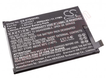 Batería genérica Cameron Sino TLp030K7 para Alcatel 1S (5024D) - 2900mAh / 11.17Wh / 3.85V / Li-polymer