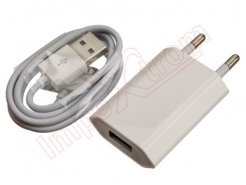 Cargador de red genérico con cable usb-dock de 30 pines en color blanco-blanca iPod, para iPhone 2G, 3G, 3GS, 4 / 5V - 1A