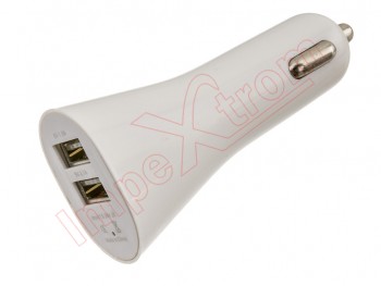 White car charger with dual usb - 12-24V