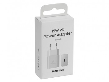 White Samsung EP-T1510 charger for devices with USB Type C connector 15W, in blister