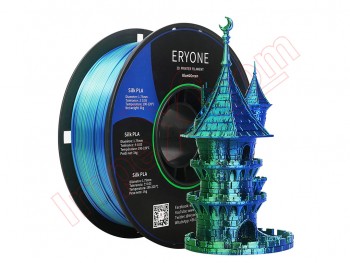 Bobina ERYONE PLA SILK 1.75MM 1KG DUAL-COLOR (BLUE&GREEN) para impresora 3D