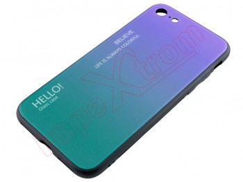 Gradiaton cover purple / green glass effect rigid case for iPhone 7 / 8