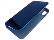 funda-azul-efecto-espejo-tipo-agenda-clear-view-para-iphone-xr-a2105-en-blister