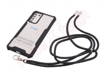 Black and transparent case with lanyard for Huawei P40 (ANA-NX9)