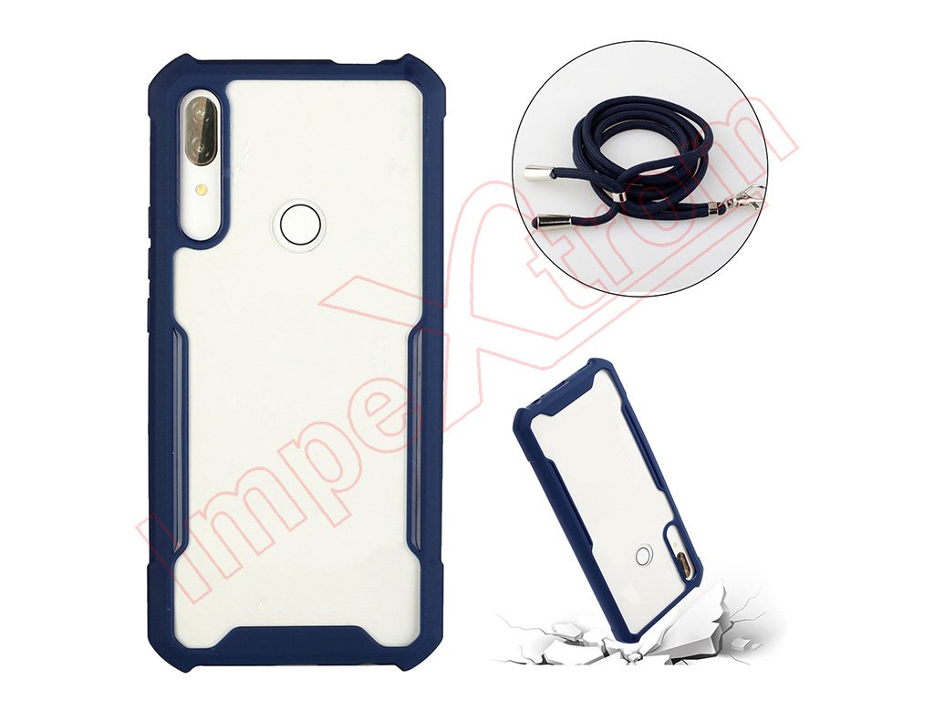 Blue and transparent case with lanyard for Huawei Y9 Prime (2019) STK-L21
