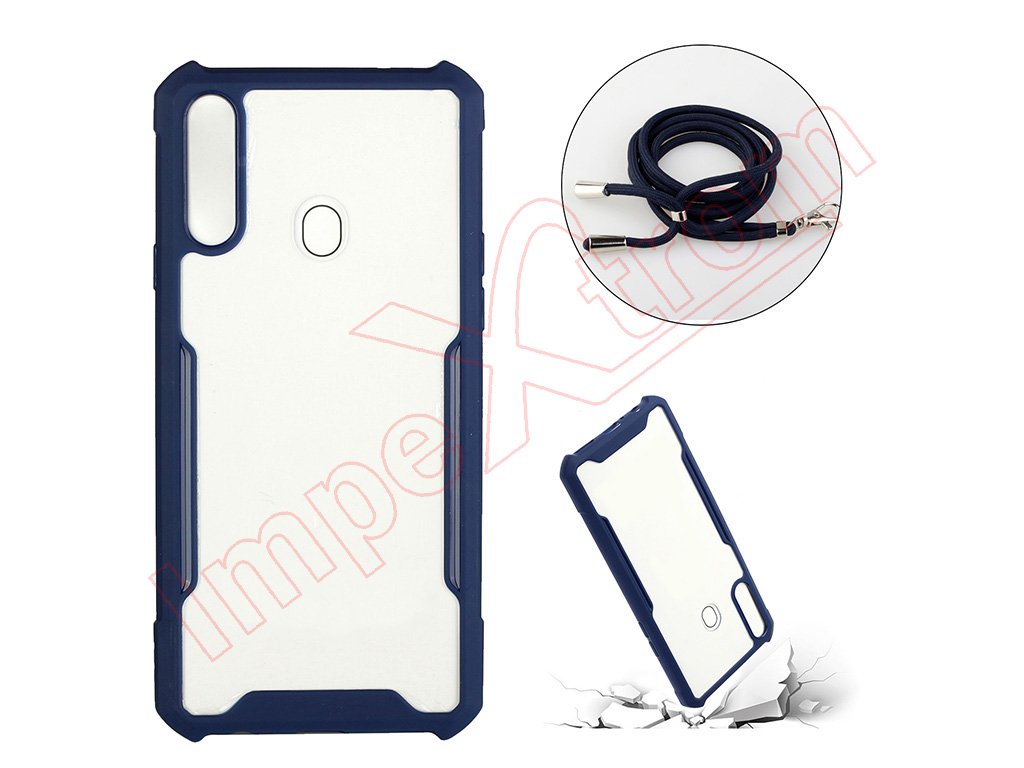 Blue and transparent case with lanyard for Huawei Y9 (2019) JKM-LX3