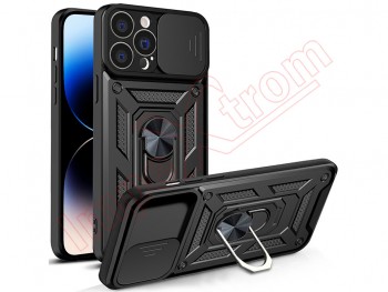 Black rigid case with window and support for Apple iPhone 14 Pro Max, A2894