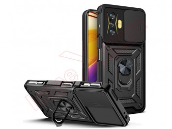 Black rigid case with window and support for Xiaomi Pocophone F4 GT, 21121210G