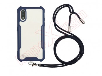 Blue and transparent case with lanyard for Samsung Galaxy A01 (SM-A015)